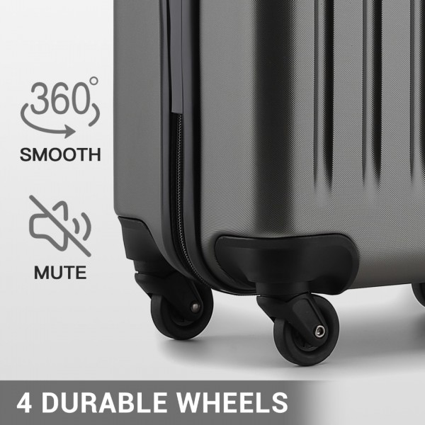 KSK2477 - Kono Durable 20 Inch Lightweight ABS Vertical Textured Carry-On Suitcase with Secure 3-Digit Lock - Grey