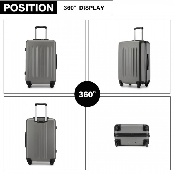 KSK2477 - Kono Durable 24 Inch Lightweight ABS Vertical Textured Check-in Suitcase with Secure 3-Digit Lock - Grey