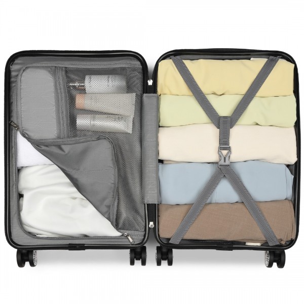KSK2482 - Kono 3-Piece Horizontal Engraved Hard Shell ABS+PC Suitcase with TSA Lock - Purple