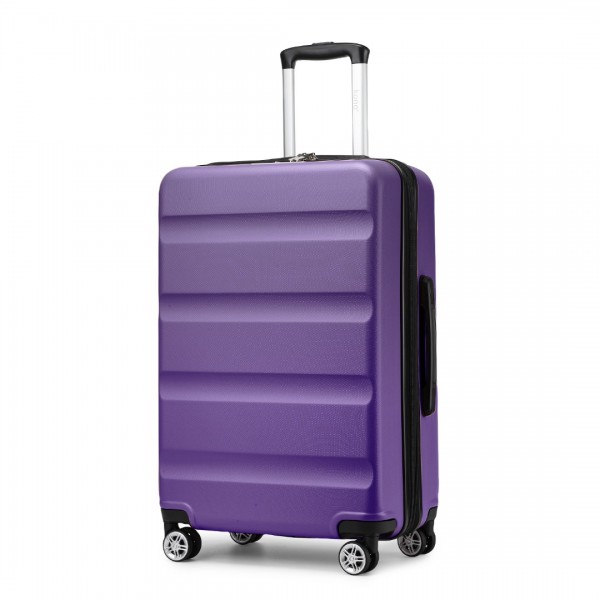 KSK2482 - Kono 3-Piece Horizontal Engraved Hard Shell ABS+PC Suitcase with TSA Lock - Purple
