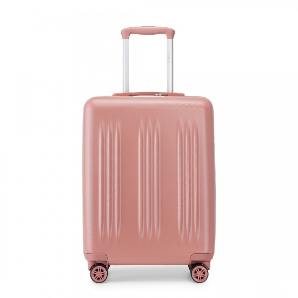 KSK2483 - Kono 20 Zoll Schlank Gestreift Handgepäckkoffer Langlebig ABS+PC Reisegepäck Mit Vier Spinner-Rädern und TSA-Schloss Perfekt für Reisen - Nude