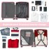 KSK2483 - Kono 20 Zoll Schlank Gestreift Handgepäckkoffer Langlebig ABS+PC Reisegepäck Mit Vier Spinner-Rädern und TSA-Schloss Perfekt für Reisen - Rosa