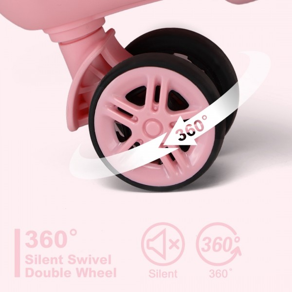 KSK2483 - Kono 20 Zoll Schlank Gestreift Handgepäckkoffer Langlebig ABS+PC Reisegepäck Mit Vier Spinner-Rädern und TSA-Schloss Perfekt für Reisen - Rosa