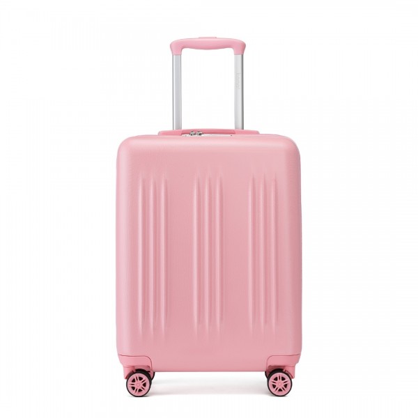 KSK2483 - Kono 20 Zoll Schlank Gestreift Handgepäckkoffer Langlebig ABS+PC Reisegepäck Mit Vier Spinner-Rädern und TSA-Schloss Perfekt für Reisen - Rosa