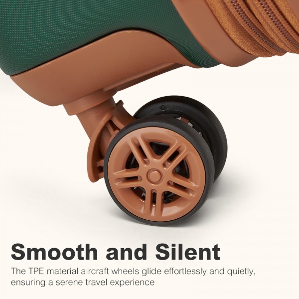 KSK2484 - Kono 28 Zoll Ausbaufähig Leichtgewicht Harte Schale ABS+PC Check-In-Koffer mit TSA-Schloss Ideal für längere Reisen und sicheres Reisen - Grün und Braun