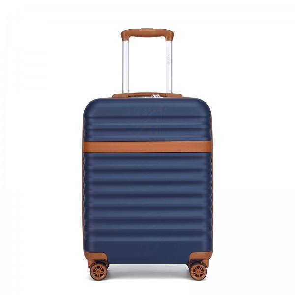 KSK2484 - Kono 20 Inch Stylish Lightweight Hard Shell ABS+PC Cabin Carry-On Suitcase with TSA Lock for Enhanced Security - Navy and Brown