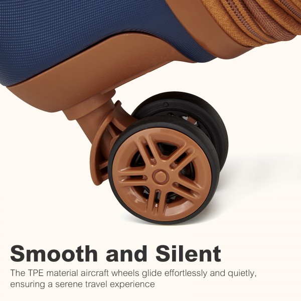 KSK2484 - Kono 20 Inch Stylish Lightweight Hard Shell ABS+PC Cabin Carry-On Suitcase with TSA Lock for Enhanced Security - Navy and Brown