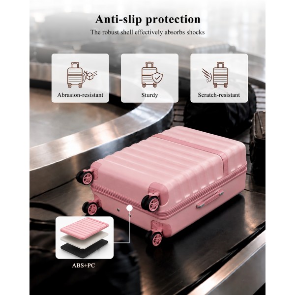 KSK2484 - Kono 32-Zoll ABS+PC Hartschalen-Spinner-Koffer mit Teleskopgriff - Rosa