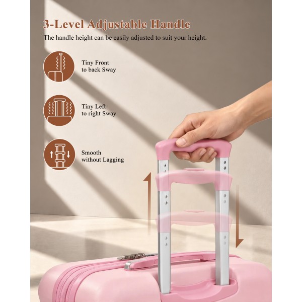 KSK2484 - Kono 32-Zoll ABS+PC Hartschalen-Spinner-Koffer mit Teleskopgriff - Rosa