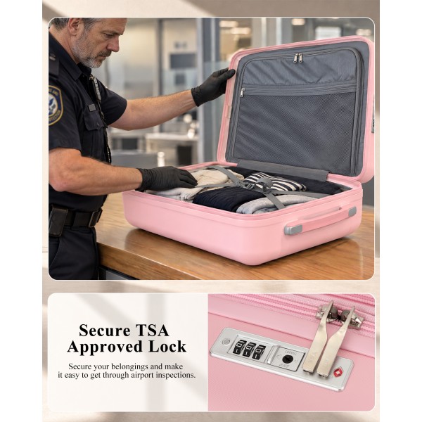 KSK2484 - Kono 32-Zoll ABS+PC Hartschalen-Spinner-Koffer mit Teleskopgriff - Rosa