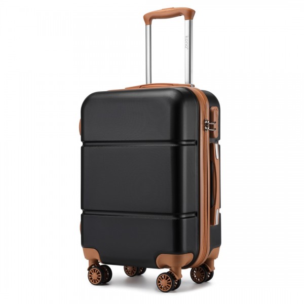 KSK2485 - Kono 20 Zoll Hochwertig ABS Kabinen-Tragekoffer mit sicherem Kombinationsschloss für müheloses Reisen - Schwarz und Braun