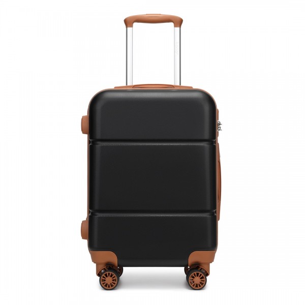 KSK2485 - Kono 20 Zoll Hochwertig ABS Kabinen-Tragekoffer mit sicherem Kombinationsschloss für müheloses Reisen - Schwarz und Braun