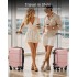 KSK2485 - Kono 20 Inch Premium ABS Cabin Carry-On Suitcase with Secure Combination Lock for Effortless Travel - Nude and Black