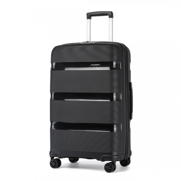 KSK2492 - Kono 28-Zoll-PP-Hartschalen-Gepäckstück – Großer, leichter Koffer mit TSA-Schloss und 360-Grad-Dreirädern - Schwarz