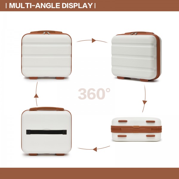 KSK2492 - Kono 4-Piece PP Hardshell Luggage Set–Durable Travel Suitcases with TSA Lock, 360° Spinner Wheels with Vanity Case - Cream and Brown