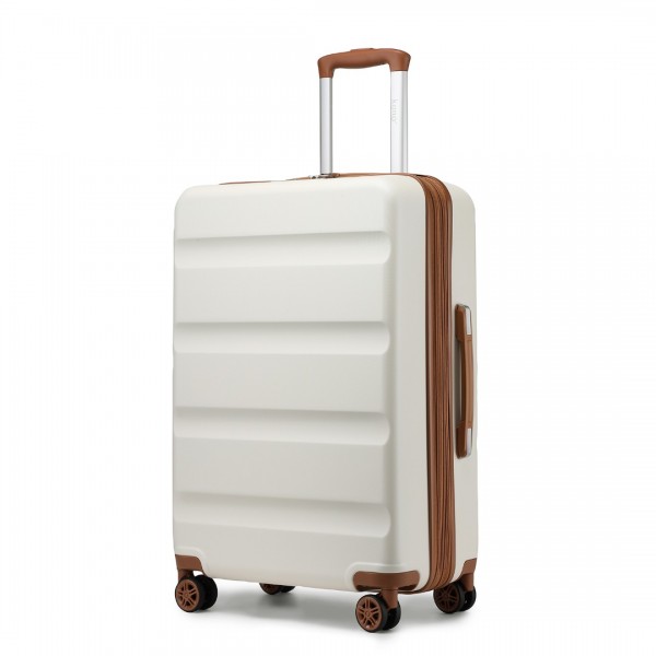 KSK2482 - Kono 3-Piece Horizontal Engraved Hard Shell ABS+PC Suitcase with TSA Lock - Cream