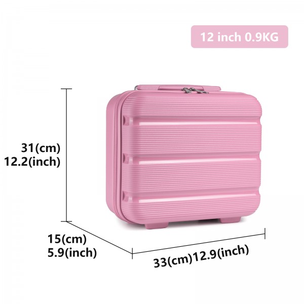 KSK2492 - Kono 12-Inch PP Hardshell Lightweight Vanity Case for Travel & Daily Use - Pink