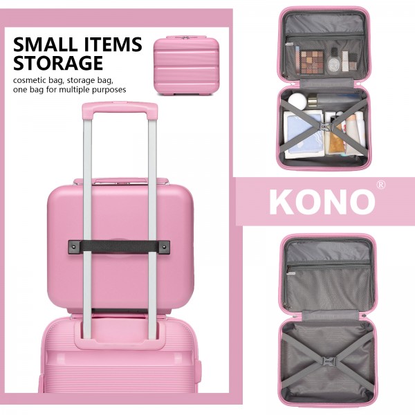 KSK2492 - Kono 12-Inch PP Hardshell Lightweight Vanity Case for Travel & Daily Use - Pink