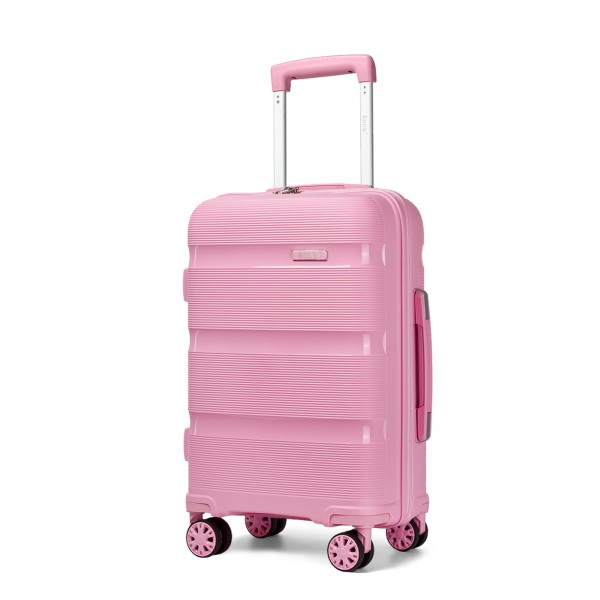 KSK2492 - Kono 19-Inch PP Hardshell Carry-On Suitcase–Lightweight Cabin Luggage with TSA Lock, 360° Silent Spinner Wheels - Pink