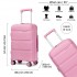 KSK2492 - Kono 19-Inch PP Hardshell Carry-On Suitcase–Lightweight Cabin Luggage with TSA Lock, 360° Silent Spinner Wheels - Pink