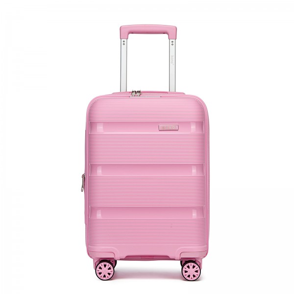 KSK2492 - Kono 19-Inch PP Hardshell Carry-On Suitcase–Lightweight Cabin Luggage with TSA Lock, 360° Silent Spinner Wheels - Pink