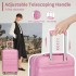 KSK2492 - Kono 19-Inch PP Hardshell Carry-On Suitcase–Lightweight Cabin Luggage with TSA Lock, 360° Silent Spinner Wheels - Pink