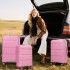 KSK2492 - Kono 4-teiliges PP-Hartschalegepäckset - Durable Reisekoffer mit TSA-Schloss, 360°-Drehrollen und Toilettentasche - Rosa