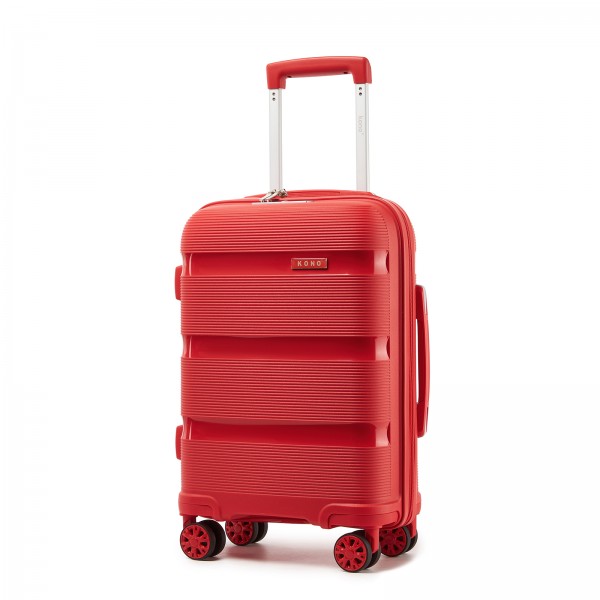 KSK2492 - Kono 19-Inch PP Hardshell Carry-On Suitcase–Lightweight Cabin Luggage with TSA Lock, 360° Silent Spinner Wheels - Red