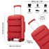 KSK2492 - Kono 19-Inch PP Hardshell Carry-On Suitcase–Lightweight Cabin Luggage with TSA Lock, 360° Silent Spinner Wheels - Red