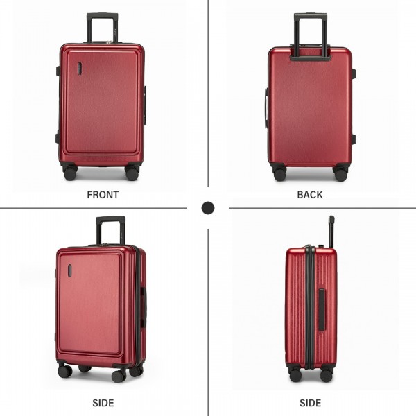 KSK2493 - Kono Durable ABS+PC Hardshell Luggage Set with TSA Lock 360° Spinner Wheels 4-Piece Set 20/24/28 And Vanity Case - Burgundy
