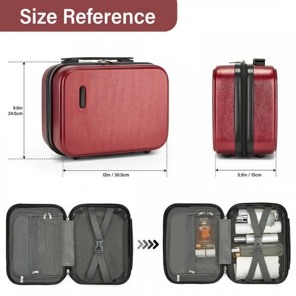 KSK2493 - Kono Durable ABS+PC Hardshell Luggage Set with TSA Lock 360° Spinner Wheels 4-Piece Set 20/24/28 And Vanity Case - Burgundy