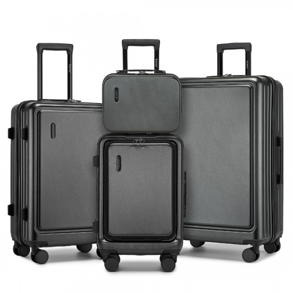 KSK2493 - Kono Haltbares Hartschalen-Gepäckset aus ABS+PC mit TSA-Schloss und 360°-Dreirädern, 4-stückiges Set (20 Zoll, 24 Zoll, 28 Zoll) und Kosmetiktasche - Grau