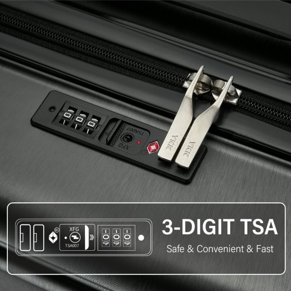 KSK2493 - Kono Haltbares Hartschalen-Gepäckset aus ABS+PC mit TSA-Schloss und 360°-Dreirädern, 4-stückiges Set (20 Zoll, 24 Zoll, 28 Zoll) und Kosmetiktasche - Grau