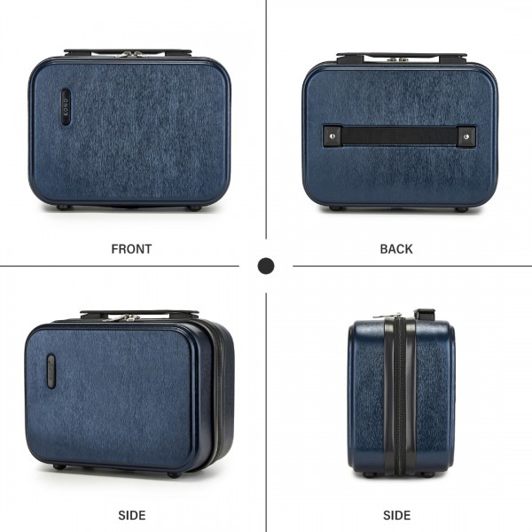 KSK2493 - Kono Haltbares Hartschalen-Gepäckset aus ABS+PC mit TSA-Schloss und 360°-Dreirädern, 4-stückiges Set (20 Zoll, 24 Zoll, 28 Zoll) und Kosmetiktasche - Marineblau
