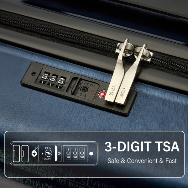 KSK2493 - Kono Haltbares Hartschalen-Gepäckset aus ABS+PC mit TSA-Schloss und 360°-Dreirädern, 4-stückiges Set (20 Zoll, 24 Zoll, 28 Zoll) und Kosmetiktasche - Marineblau