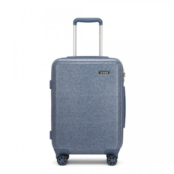 KSK2494 - Kono 20 Inch Cabin Size Minimalist Hard Shell ABS+PC Carry-On Suitcase with TSA Lock 360° Spinner Wheels - Denim Blue