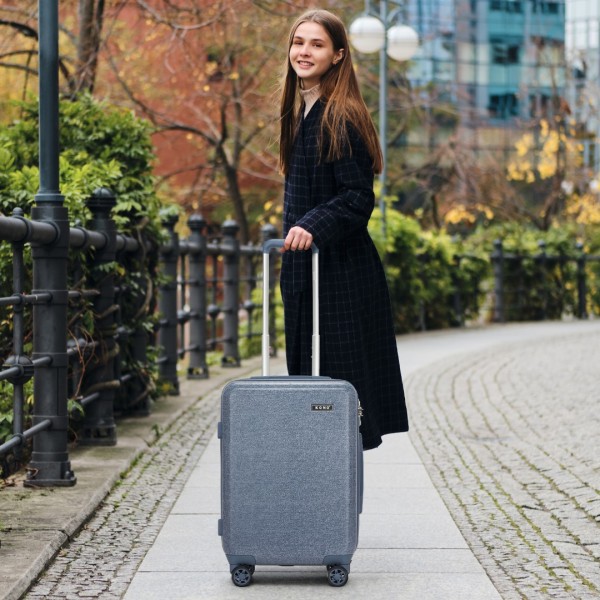 KSK2494 - Kono 20 Inch Cabin Size Minimalist Hard Shell ABS+PC Carry-On Suitcase with TSA Lock 360° Spinner Wheels - Denim Blue