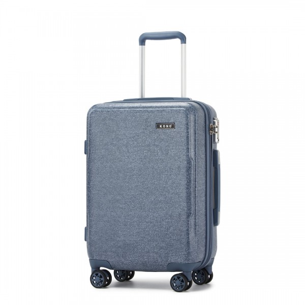 KSK2494 - Kono 20 Inch Cabin Size Minimalist Hard Shell ABS+PC Carry-On Suitcase with TSA Lock 360° Spinner Wheels - Denim Blue
