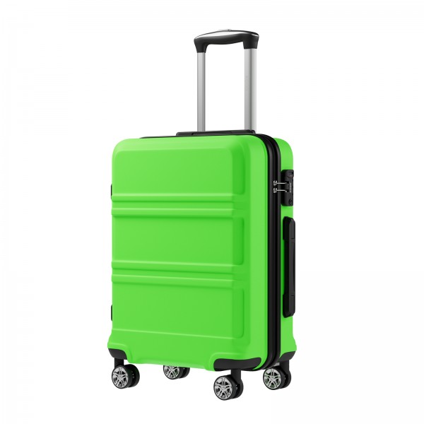 KSK2581 - Kono 20‑Zoll‑Hartschalen‑Kabinenkoffer aus ABS+PC, TSA‑Schloss, YKK‑Reißverschluss, 360° TPE‑Leichtlaufrollen Handgepäck – Apfelgrün und Schwarz