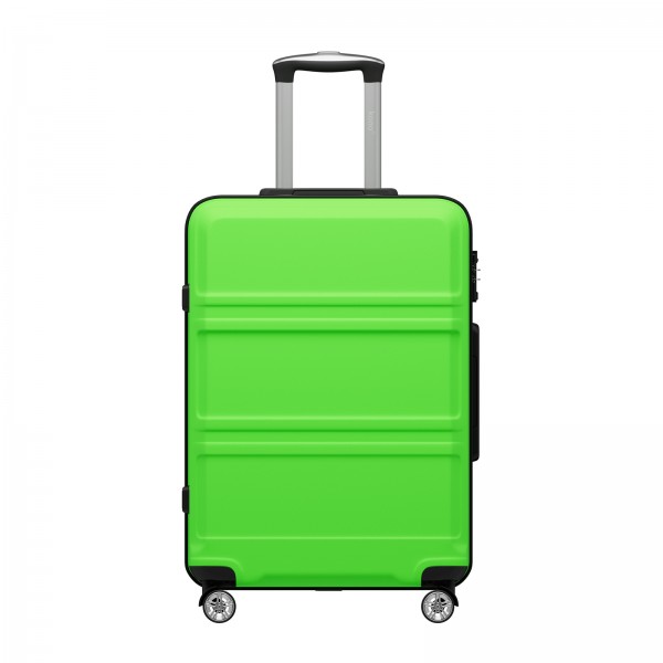 KSK2581 - Kono 24‑Zoll‑Hartschalenkoffer aus ABS+PC, TSA‑Schloss, YKK‑Reißverschluss, 360°‑Drehrollen, mittlerer Aufgabe‑Koffer ‑ Apfelgrün und Schwarz