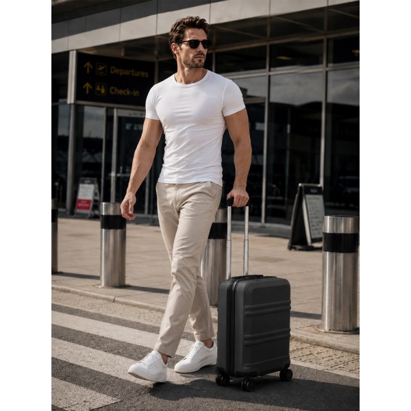 KSK2581 - Kono Kompakter Kabinentrolley 16 Zoll aus ABS+PC – leichter Hartschalen-Handgepäck mit 360°-Spinnrädern – Creme und Braun