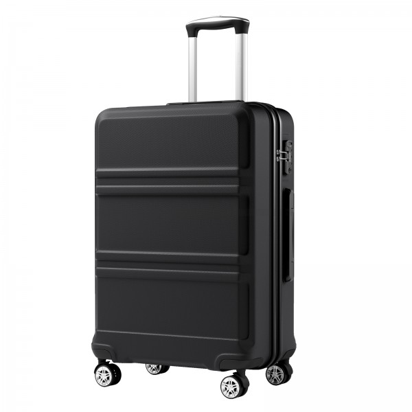 KSK2581 - Kono 24‑Zoll‑Hartschalenkoffer aus ABS+PC, TSA‑Schloss, YKK‑Reißverschluss, 360°‑Drehrollen, mittlerer Aufgabe‑Koffer ‑ Schwarz