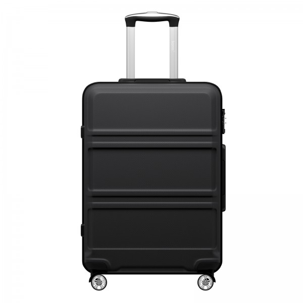 KSK2581 - Kono 24‑Zoll‑Hartschalenkoffer aus ABS+PC, TSA‑Schloss, YKK‑Reißverschluss, 360°‑Drehrollen, mittlerer Aufgabe‑Koffer ‑ Schwarz