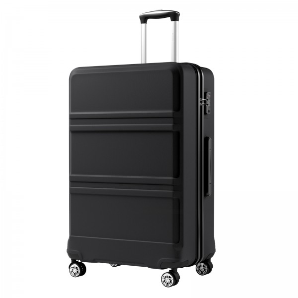 KSK2581 - Kono 28 Inch Large Capacity ABS+PC Hard Shell Suitcase, TSA Lock YKK Zipper 360° Silent Spinner Wheels Luggage - Black