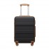 KSK2581 - Kono 20 Inch ABS+PC Hard Shell Cabin Suitcase, TSA Lock YKK Zipper 360° TPE Spinner Wheels Carry On Luggage - Black And Brown
