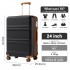 KSK2581 - Kono 24 Inch ABS+PC Hard Shell Suitcase, TSA Lock YKK Zipper 360° Spinner Wheels Medium Checked Luggage - Black And Brown