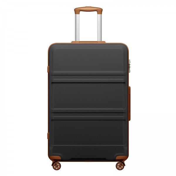 KSK2581 - Kono 28 Inch Large Capacity ABS+PC Hard Shell Suitcase, TSA Lock YKK Zipper 360° Silent Spinner Wheels Luggage - Black And Brown