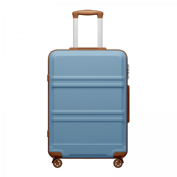 KSK2581 - Kono 24‑Zoll‑Hartschalenkoffer aus ABS+PC, TSA‑Schloss, YKK‑Reißverschluss, 360°‑Drehrollen, mittlerer Aufgabe‑Koffer ‑ Graublau und Braun