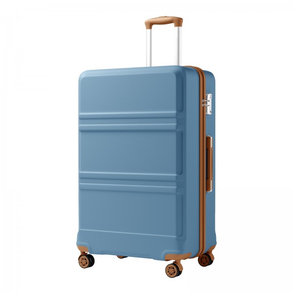 KSK2581 - Kono 28‑Zoll‑Hartschalen‑Koffer mit hohem Fassungsvermögen aus ABS+PC, TSA‑Schloss, YKK‑Reißverschluss, 360° leise Laufrollen‑ Graublau und Braun