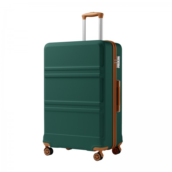 KSK2581 - Kono 28‑Zoll‑Hartschalen‑Koffer mit hohem Fassungsvermögen aus ABS+PC, TSA‑Schloss, YKK‑Reißverschluss, 360° leise Laufrollen‑ Grün und Braun